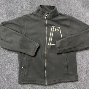 Under Armour ColdGear Jacket Mens XL Black Softshell Fleece Lined Full Zip